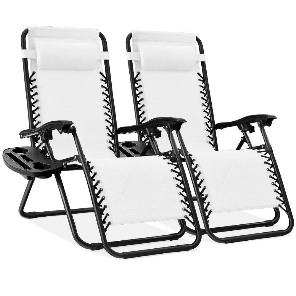 Snow/Black Metal Zero Gravity Reclining Lawn Chair with Cup Holders (2-Pack) price history on PriceWatchPro