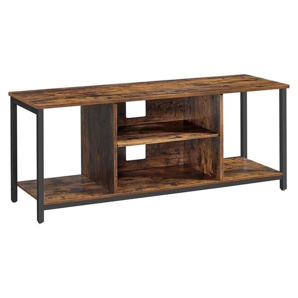 Benjara 47.2 in. Brown and Black Wood TV Stand Fits TVs up to 50 Inch in. with 1 Shelf