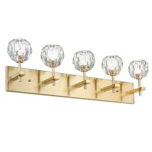 30 in. 5-Light Gold Vanity-Light with No Additional Features