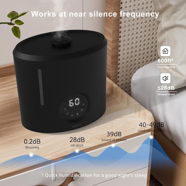 Vissani 2 Gal. Ultrasonic Humidifier 360 ° Turning Dual Nozzle