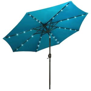 10 ft. Solar Patio Market Umbrella with LED Lights in Turquoise