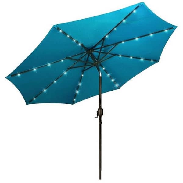 Hiland 10 ft. Solar Patio Market Umbrella with LED Lights in Turquoise