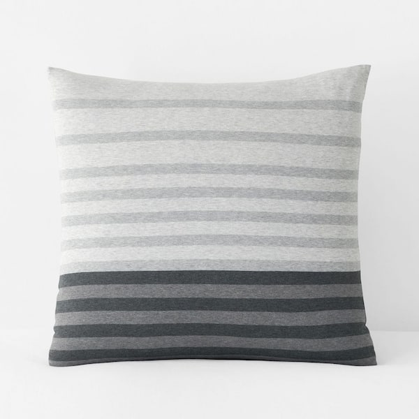 The Company Store Company Cotton Gray Multi Jersey Knit Stripe Cotton Euro Sham