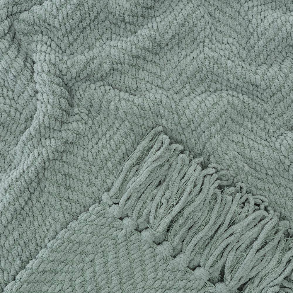 Tan Sage Knitted Throw Blanket with Tassels - 50" x 65"