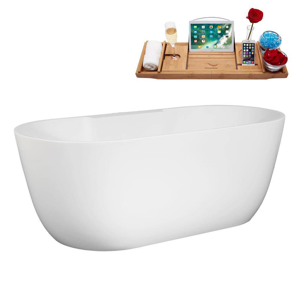 63" White Acrylic Freestanding Double Slipper Soaking Tub