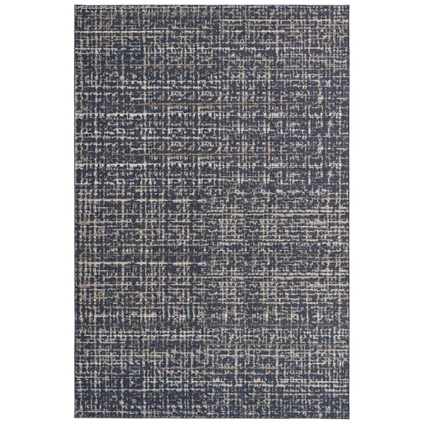 Rumba 6 ft. x 9 ft. Slate Blue/Earth Tone Plush Modern Abstract Area Rug