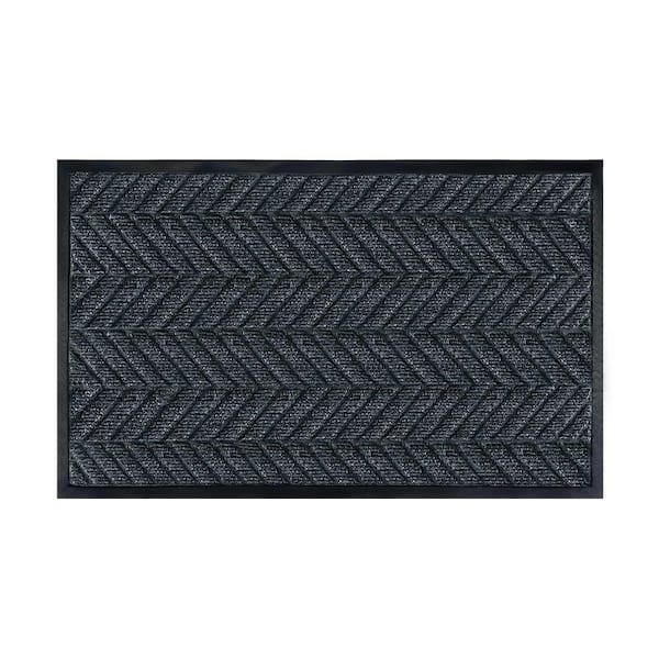 Black 19.69 in. x 31.5in. Non-Slip Dust-Trapping Entryway Doormat, Outdoor Rubber Anti Slip Floor Mat