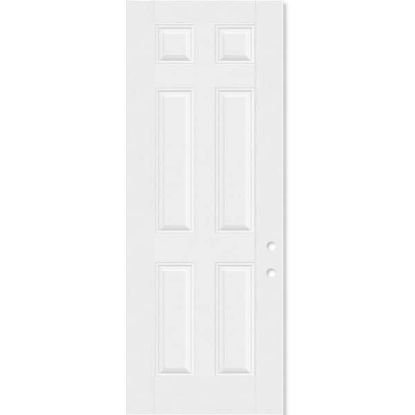 Regency 36 in. x 96 in. Left-Handed 6 Panel Unfinished White Mahogany Fiberglass Front Door Slab