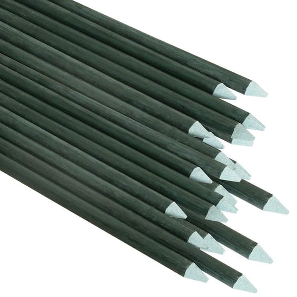 Unbranded 1/4 in. Rod x 2 ft. L Garden Stakes for Climbing Plants Supports Pole Rust-Free Fence Post, Dark Green (100-Pack)