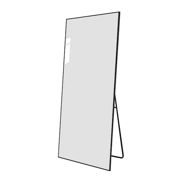 Whatseaso 23.60 in. W x 65.00 in. H Full Length Large Rectangular Aluminum Framed Wall Bathroom Vanity Mirror in Black