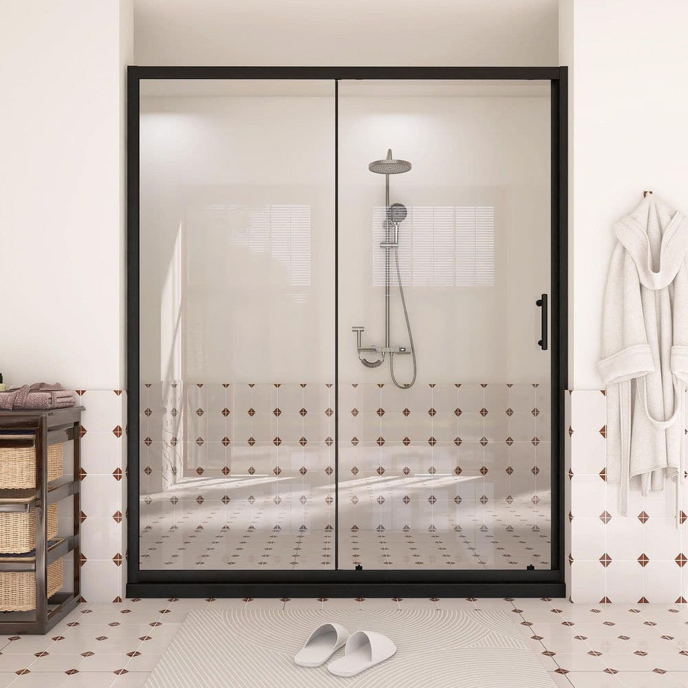 58.7-60 in. W x 72. in. H Sliding Framed Shower Door in Matt Black with Tempered Glass price history on PriceWatchPro