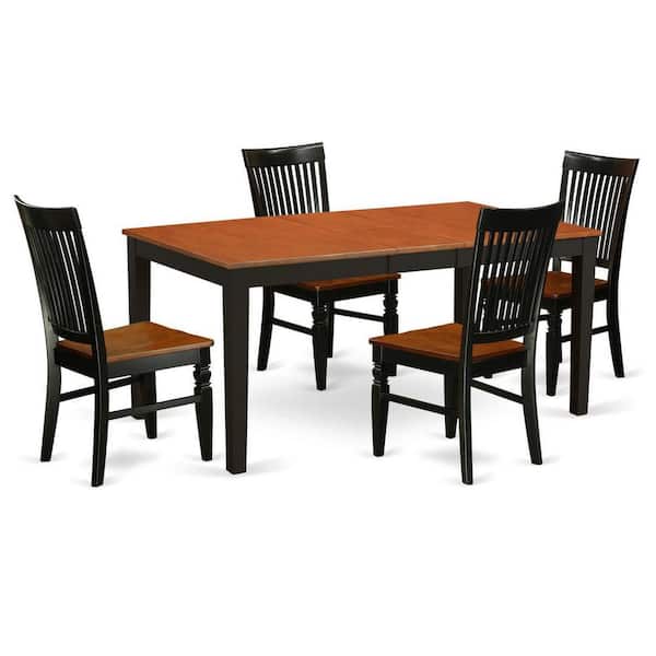 East West Furniture 5-Piece Black and Cherry Finish Solid Wood Top - Dining Room Set - Seats 4