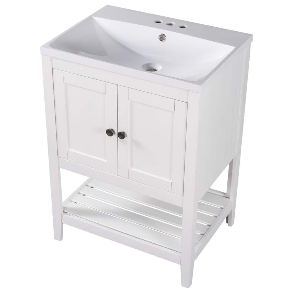 Tileon 36in. W x 18in. D x 32in. H Bath Vanity in White with White Ceramic  Basin Top Bath Storage Cabinet with 2 Door & Drawer AYBSZHD342 - The Home  Depot