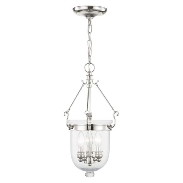 Livex Lighting Jefferson 10 in. 3-Light Polished Nickel Pendant