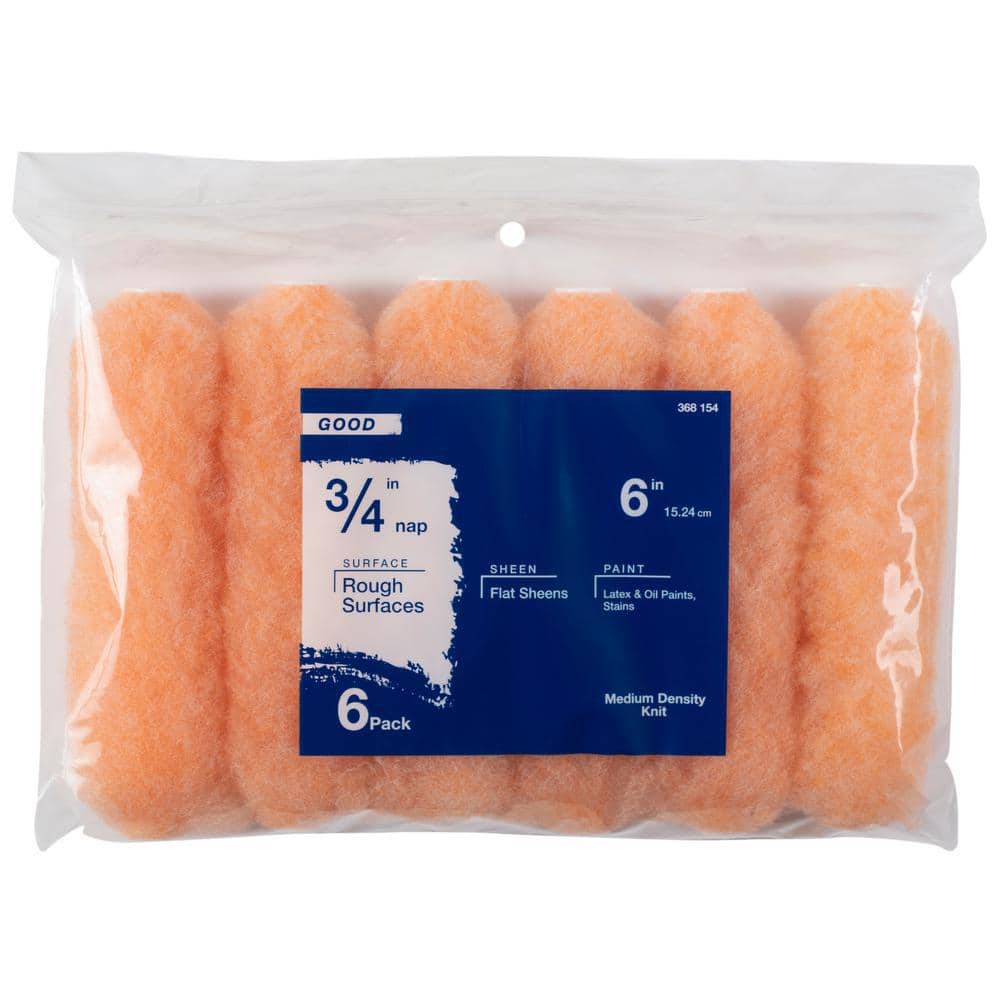 6 in. x 3/4 in. Polyester Knit Mini Paint Roller (6-Pack)