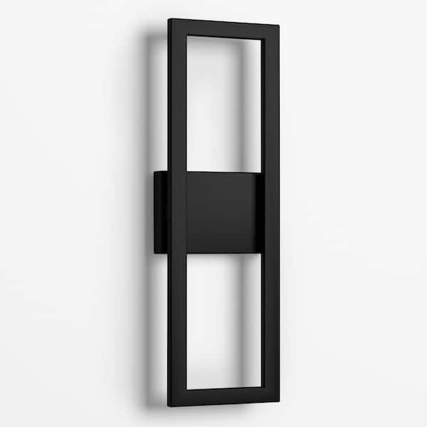 Unbranded 22 in. Matte Black LED Outdoor Hardwired Wall Lantern Sconce
