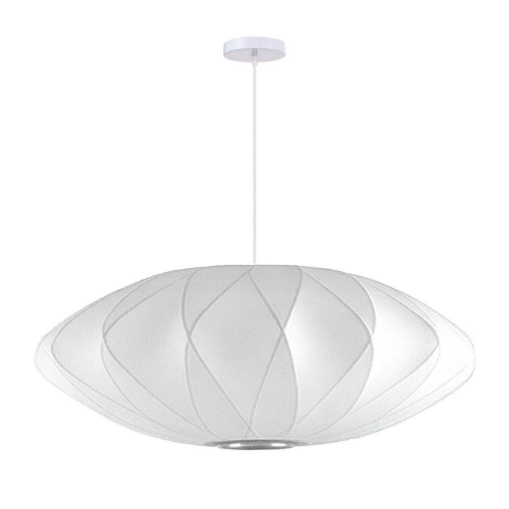 60-Watt 1 Light White Fabric Pendant Light with Geometric UFO Shape Shade, No Bulbs Included, 16 in. price history on PriceWatchPro