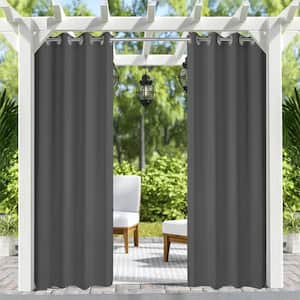 50 in. x 84 in. Indoor Outdoor Dark Gray Grommet Curtain (1 panel )