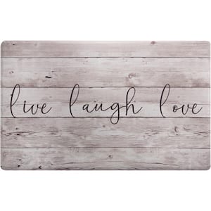 Cozy Living Live Laugh Love Beige 17.5 in. x 30 in. Anti Fatigue Kitchen Mat
