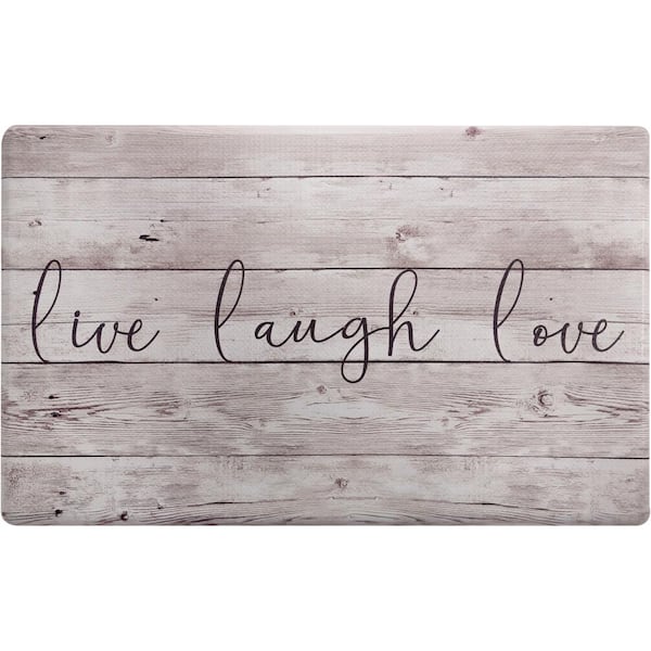 Home Dynamix Cozy Living Live Laugh Love Beige 20 in. x 36 in. Anti Fatigue Kitchen Mat