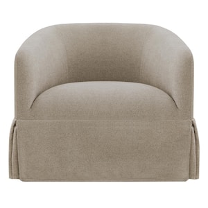 Chloe Sand 30 in. Wide Fabric Swivel Accent Chair Modern Slipcovered Barrel Armchair for Bedroom or Living Room