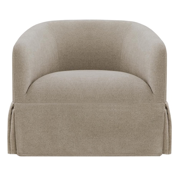 Spruce & Spring Chloe Sand 30 in. Wide Fabric Swivel Accent Chair Modern Slipcovered Barrel Armchair for Bedroom or Living Room