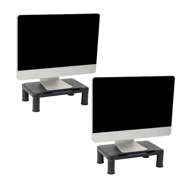 Mind Reader 14.5 in. L x 10.5 in. W x 5.25 in. H Monitor Stand with Adjustable Heights, Black Set of 2