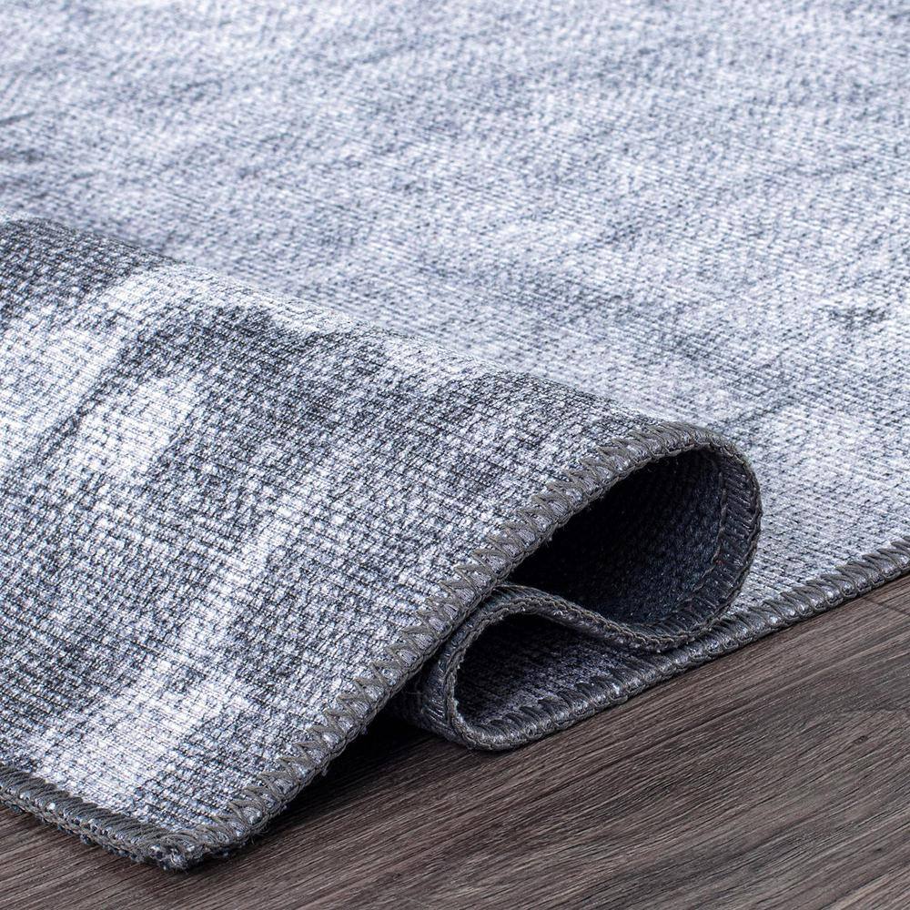 Gray Abstract Flat Woven Machine Washable Area Rug