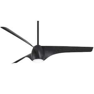 Airwave 65 in. Indoor Matte Black Maple Propeller Ceiling Fan with Warm White Integrated LED with Remote Included
