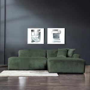 Delphine 101.6 in. Square Arm 2-piece L Shaped Velvet Sectional Sofa in. Green