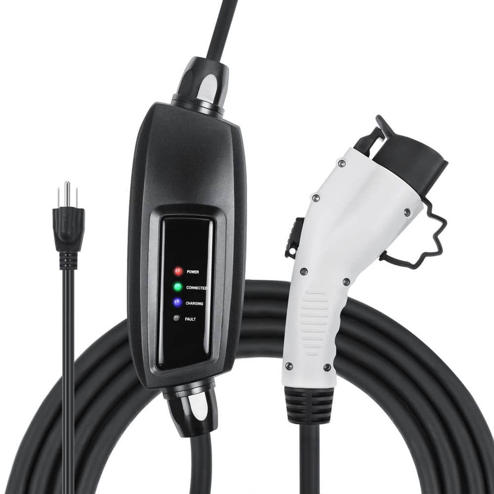 LECTRON 110-Volt 16 Amp Level EV Charger with 21 ft. Extension Cord J1772  Cable and NEMA 5-15 Plug Electric Vehicle Charger EVCharge5-15N The Home  Depot