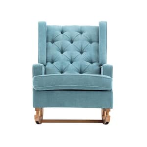 Blue Polyester Rocking Chair Side Chair with Side Bag
