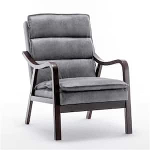 Clovis 24.8 in. Wide Mid-Century Modern Gray Microfiber Accent Chair