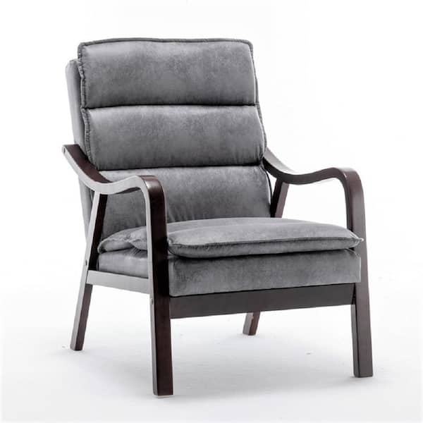 US Pride Furniture Clovis 24.8 in. Wide Mid-Century Modern Gray Microfiber Accent Chair