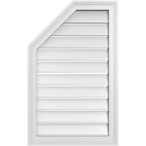 20 in. x 32 in. Octagonal Surface Mount PVC Gable Vent: Functional with Brickmould Frame