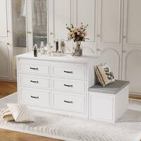 FUFU&GAGA White 12-Drawer 61.9 in. Dresser with Flip-Top Storage Bench, Gray Cushion, and Large Capacity for Closet Organization J-KF330162-01ab