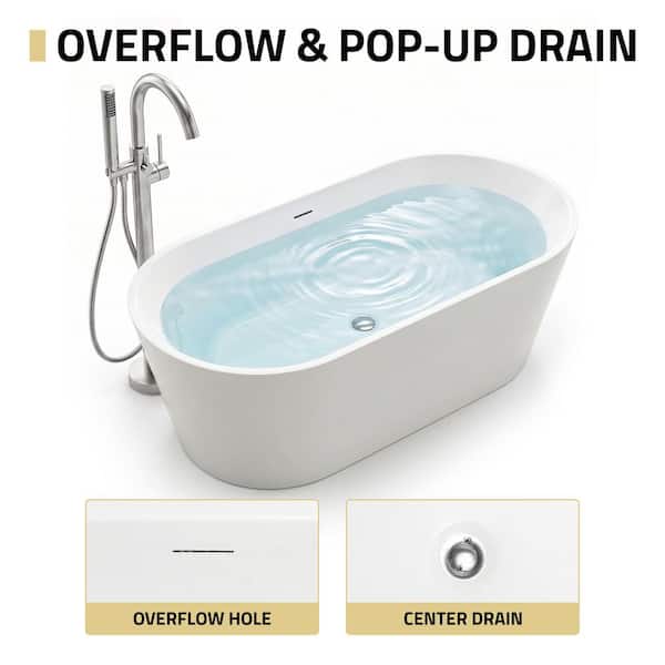 ANZZI Chand 67 in. x 32 in. Flat Bottom Freestanding Soaking