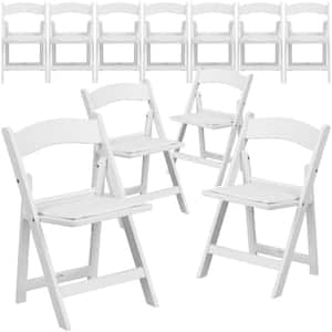 Hercules Series Kids White Resin Folding Chair with White Vinyl Padded Seat (Set of 11)