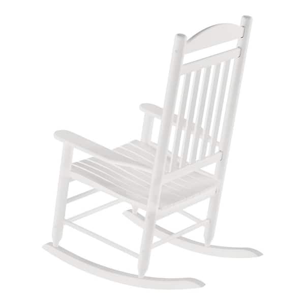 Hampton Bay Patio White Wood Outdoor Rocking Chair Rocker-04 - The Home ...