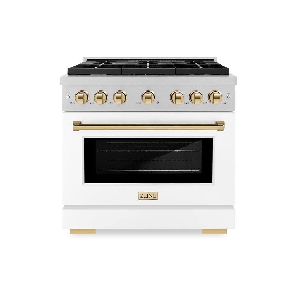 Autograph 36 in. Paramount Dual Fuel Range with 6 Burners and Oven in Satin Steel with White and Gold Accents price history on PriceWatchPro