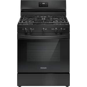 30 in 5 Burner Freestanding Gas Range in Black with Quick Boil and Even Baking Technology