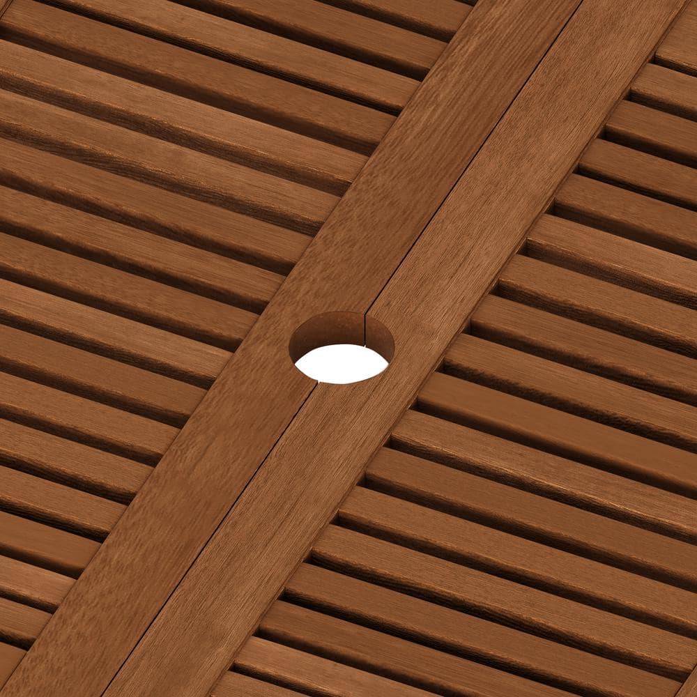 Tioman Medium Brown Wood Folding Outdoor End Table