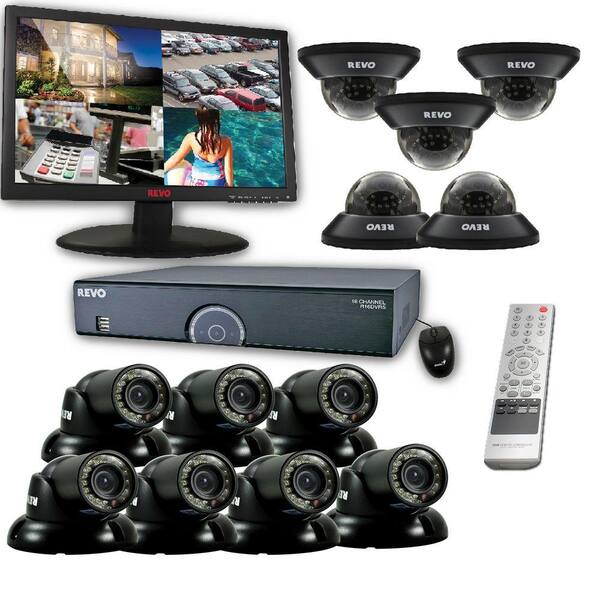 Revo 16-Channel 8TB 960H DVR Surveillance System with (12) 700 TVL 100 ft. Night Vision Cameras and 23 in. Monitor