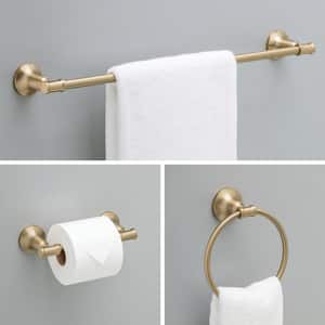Chamberlain 3-Piece Bath Hardware Set with 24 in. Towel Bar, Toilet Paper Holder, Towel Ring in Champagne Bronze