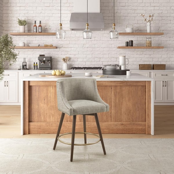 Quarry 26.5 in. Beige Multi Wood Counter Stool