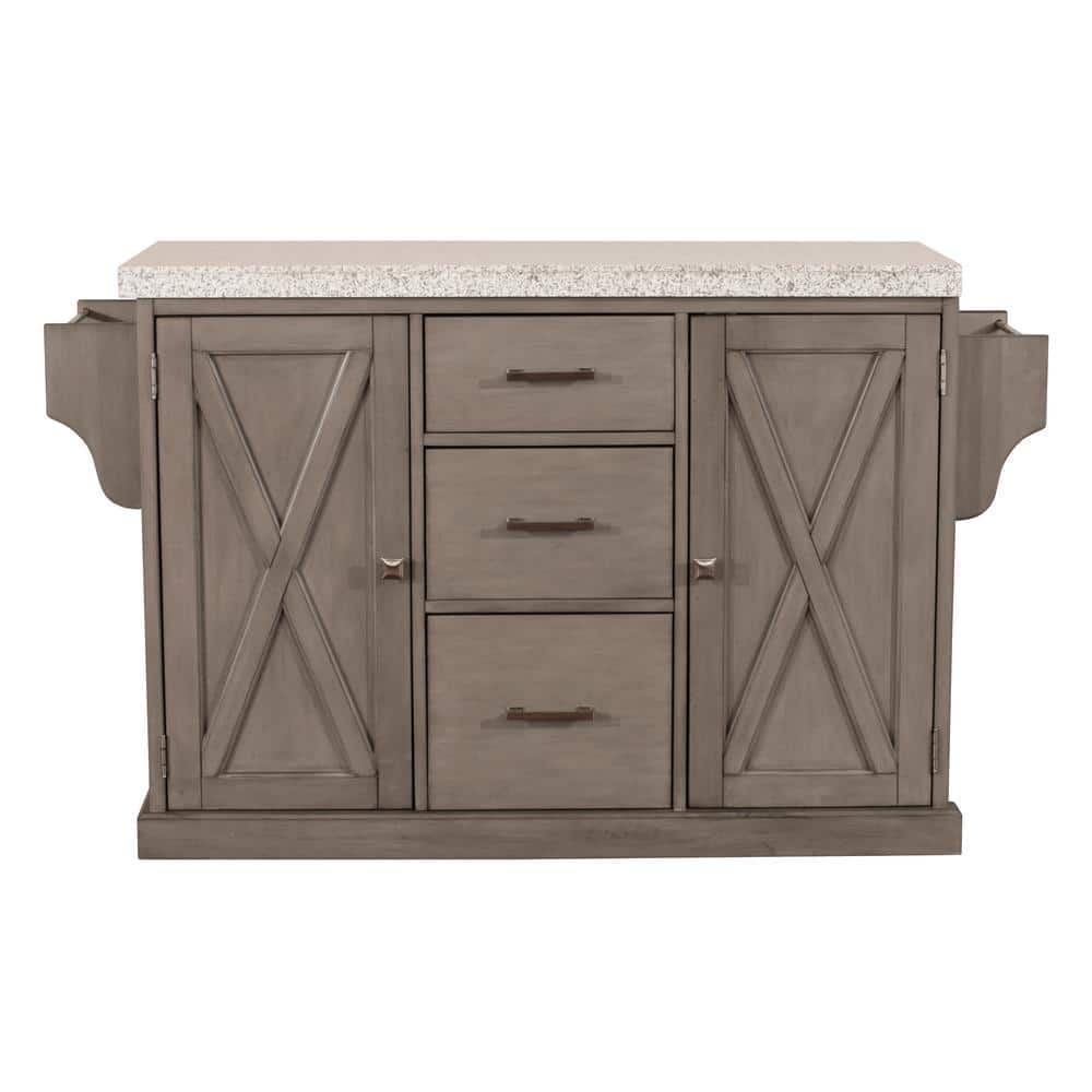 Hillsdale Furniture Brigham Gray Kitchen Island with Granite Top 4786