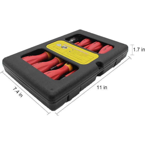YICHUHAOXI Insulated Screwdriver Set 4.7 in. Shank 7 Bit Red