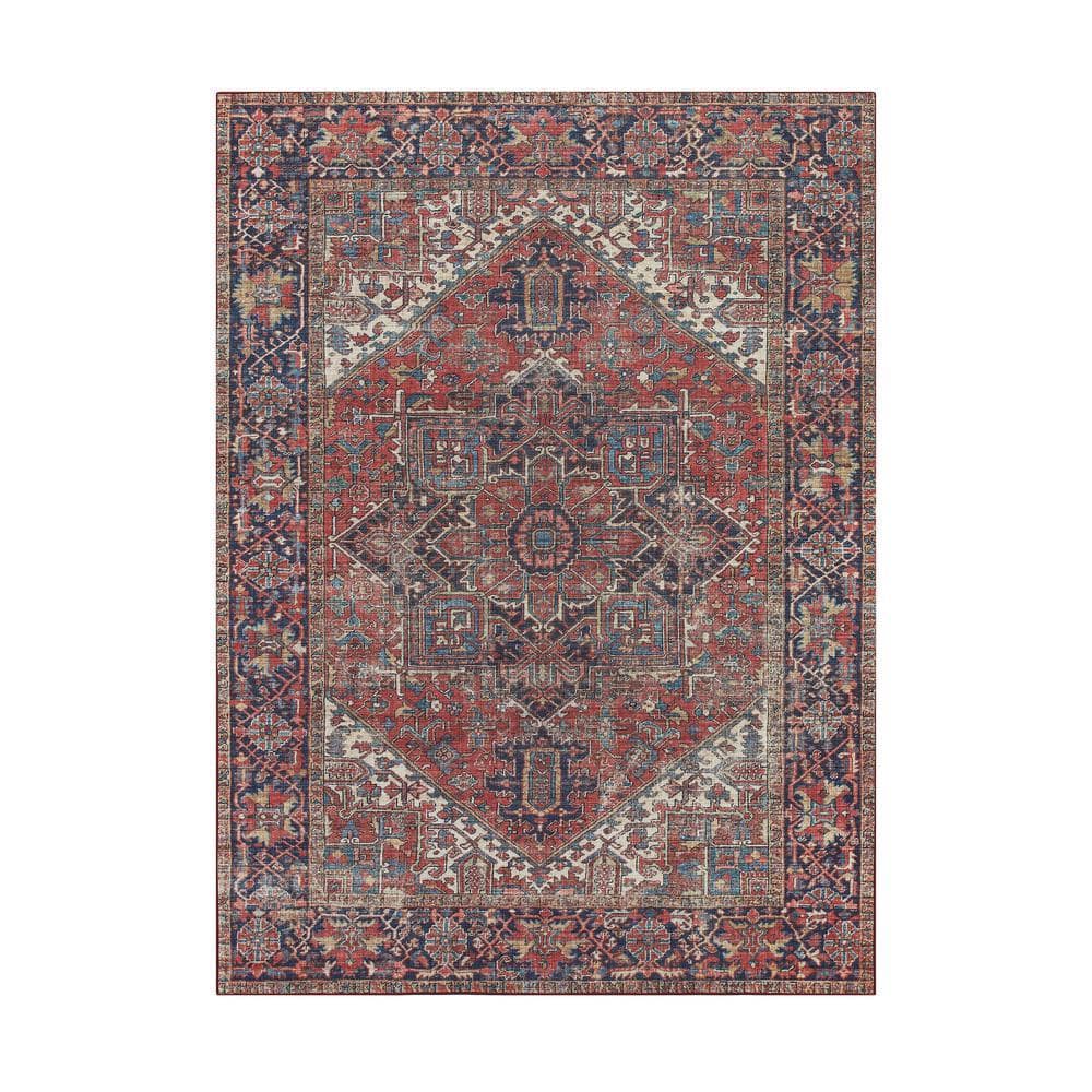 Red Multicolor Rug CREATIVE HOME IDEAS Imagine Chenille Virginia Red Multi-Colored 5 ft. x ...