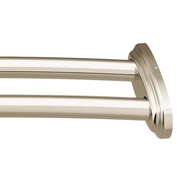 MOEN 60 in. Stainless Steel Adjustable Double Curved Shower Rod in Polished Nickel DN2141NL