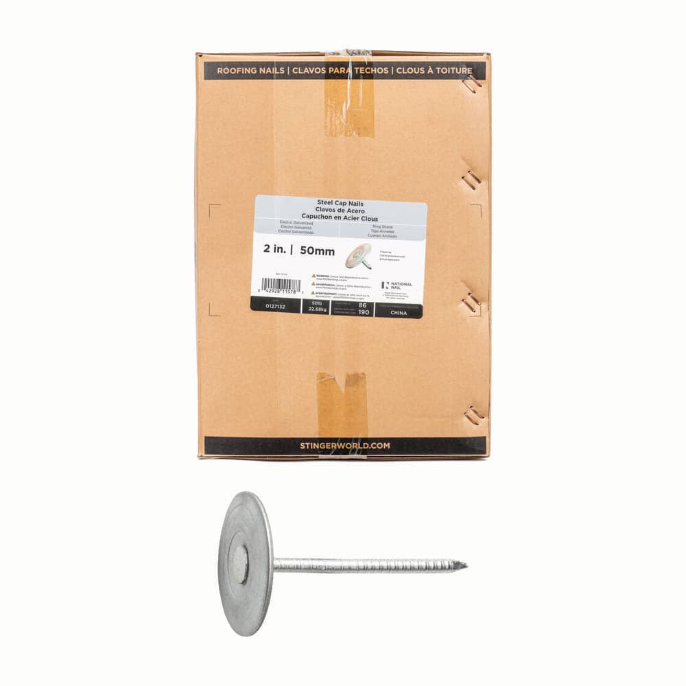 2 in. x 12-Gauge Electrogalvanized Ring Shank Steel Cap Roofing Nail 50 lbs. Box price history on PriceWatchPro